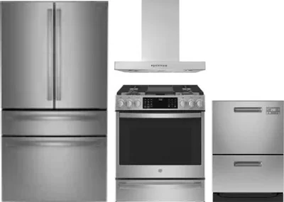 4 Piece Package Includes Refrigerator, Range, Hood And Dishwasher